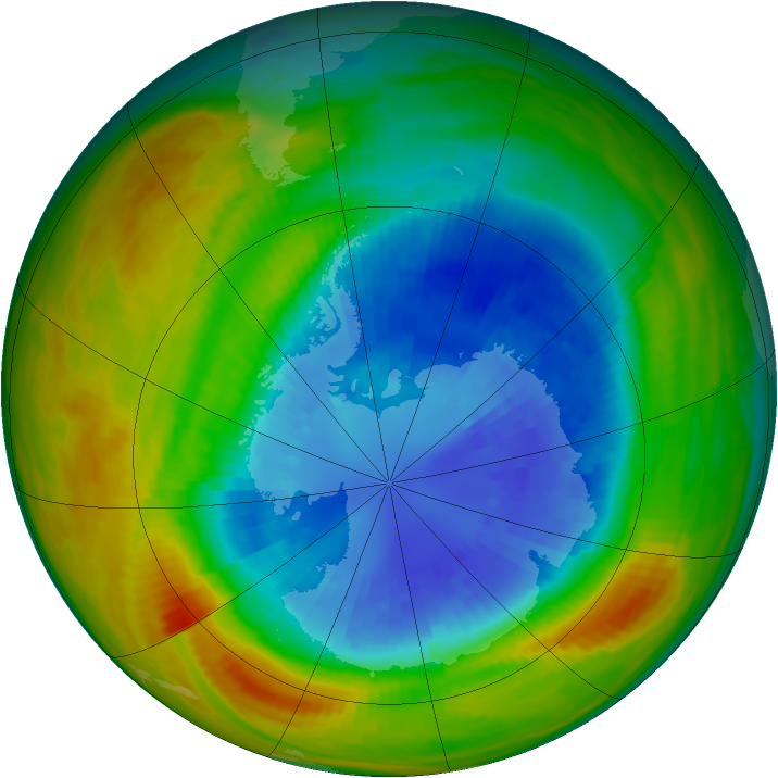 Antarctic ozone map for 11 September 1986